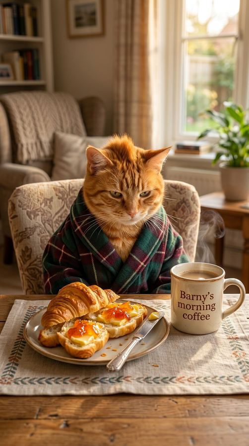 Barny's cottagecore breakfast.